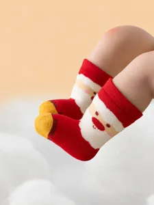 Thickened plush cotton Christmas socks for kids, warm mid-tube winter children socks