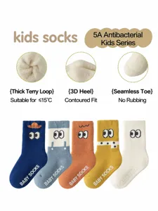 Thickened Cotton Terry Baby Kids Socks Cute Cartoon Eyes Warm Winter Crew Socks Unisex Infant Toddler Socks