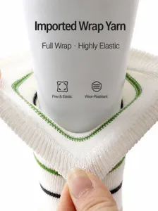Kids white mid-calf socks with high elasticity and imported core-spun yarn for daily wear.