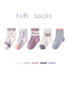 Kids Crew Socks Cotton Breathable Cute Bow Striped Casual Mid Tube Socks For Baby Toddler Boys And Girls Daily Wear