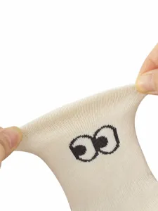 Baby cotton thickened loop socks with high elasticity loose top, cute knit eye design warm winter.