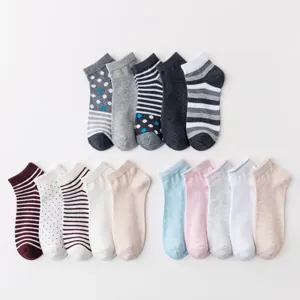 Women Cotton Boat Socks With Solid Color And Stripe Patterns Breathable Comfortable Fabric Ideal For Spring And Summer Daily Wear