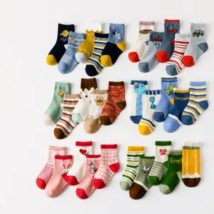 Cute cotton mid-tube children socks set, soft breathable comfortable kids socks, multi-pattern pack.