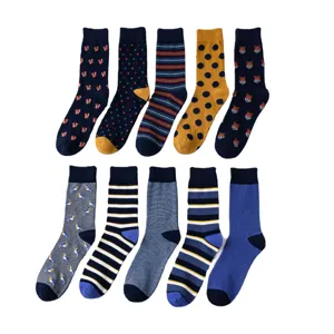 Men's mid-calf cotton socks multipack casual patterned breathable stretchy comfortable daily wear