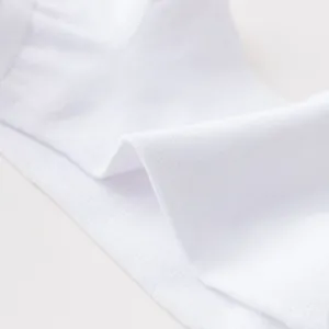 White cotton women boat socks basic short sock fine fabric detail close-up view.