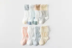 Infant breathable mesh lace socks detail, cute cotton baby anti-mosquito stockings.