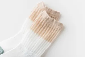 Infant breathable mesh socks detail, cotton summer baby socks with contrast color cuffs