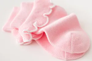 Pink cotton ruffle princess mid-tube socks detail, cute baby children socks soft breathable.