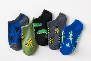 Cute kids breathable short ankle socks with animal patterns for boys and girls aged 3 to 9.