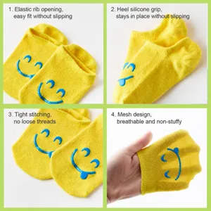 Kids Cotton Mesh Invisible Boat Socks Cute Cartoon Breathable Sweat-Absorbing Low Cut Socks For Spring And Summer