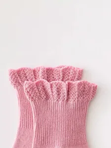 Chaussettes bébé en coton rose mignons volants mi-hautes douces confortables quotidien