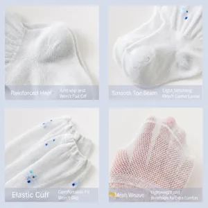 Breathable infant mesh anti-mosquito socks, soft cotton knee-high baby socks for summer.