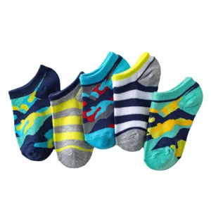 Children breathable short socks set, cute colorful camouflage and stripes boat socks for kids