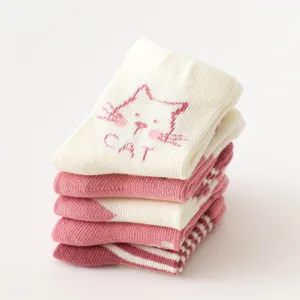 Carine calze neonato cotone metà gamba per neonato con simpatico gatto cartone animato