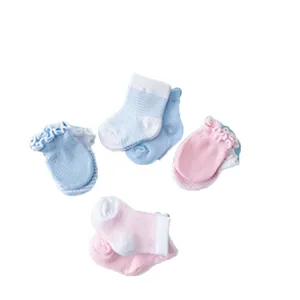 Baby cotton anti-scratch mittens and socks set newborn breathable cute baby accessories