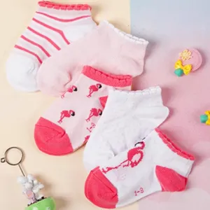 Cute toddler cotton socks set, breathable thick combed cotton for infants aged 1-3 years.