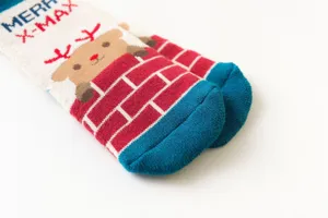 Calze di spugna di Natale addensate per bambini, simpatico design di renna, calze invernali.