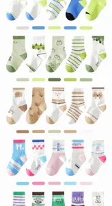 Kids breathable mesh socks detail, cute cartoon pattern, soft combed cotton material.