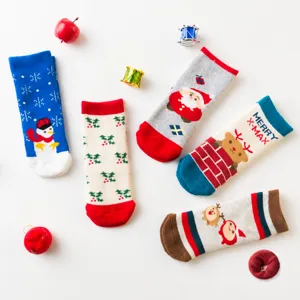 Calze a Crew in Spugna di Cotone Pettinato Ispessito per Bambini Simpatici Cartoni Animati Natale Inverno Calde Calze per Bambini