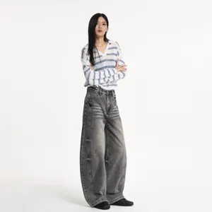 Jean ample vintage style rétro américain lavé coupe large pour hommes et femmes tendance