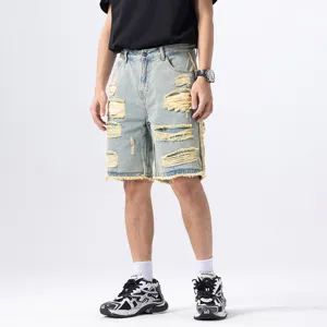 Heren losse distressed denim shorts zomer Amerikaanse casual streetwear vijfpunts broek