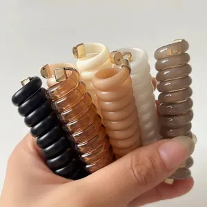 Elastici per capelli a spirale stile coreano, simpatici elastici telefono dettaglio.