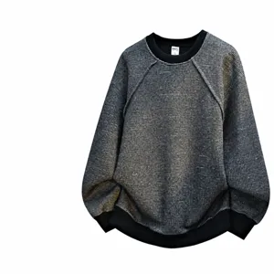 Men casual crewneck knit sweatshirt autumn winter versatile pullover top comfortable plus size