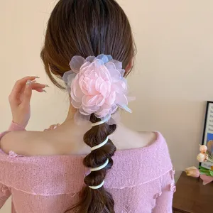 Netdoek bloem telefoon draad haarrekkertje voor vrouwen, zoete Koreaanse stijl haaraccessoire.
