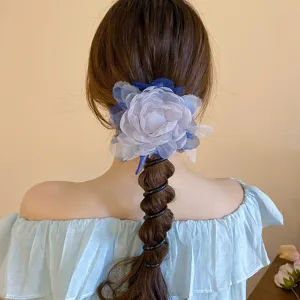 Koreaanse stijl mesh bloem telefoonkoord haarelastiek elegante zoete paardenstaart haaraccessoires