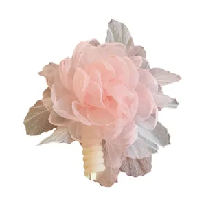 Roze netwerk bloem haarband telefoonkoord schattige haartouw Koreaanse mode haaraccessoires vrouw