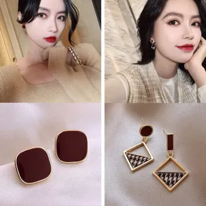 2024 new fashion women earrings autumn winter high-end design geometric square ear jewelry