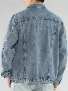 Herren klassische blaue Vintage Jeansjacke, Slim Fit langarm Freizeitjacke für den Alltag.