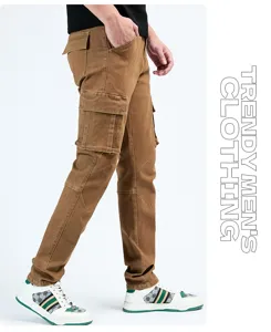 Mens stretch cargo pants casual multi pocket trousers slim fit stylish outdoor work wear