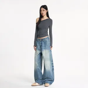 Jean baggy ample vieilli style streetwear américain pour hommes et femmes vue principale