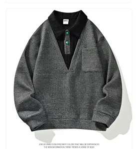 Men's Fall Winter American College Style Fake Two-Piece Sweatshirt Plus Size Casual Top