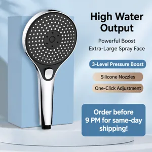 Three Mode High Pressure Handheld Shower Head Pressurized Bath Showerhead With Large Panel Silicone Nozzles Bathroom