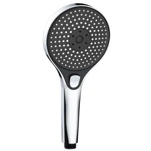 Handheld shower head with large panel and push button, high pressure water saving design.