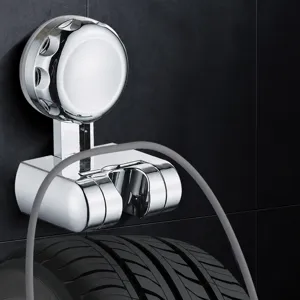 Adjustable suction shower head holder, heavy duty wall mounted bathroom spray bracket.