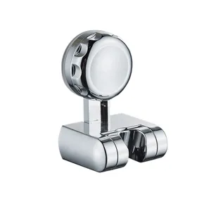 Chrome suction shower head holder, adjustable drill-free bathroom fixture main view.