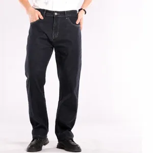 Men's Plus Size Stretch Denim Jeans Casual Loose Straight Leg Trousers Classic Washed Denim Pants For Men Daily Wear