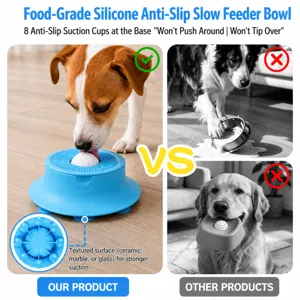Comedero lento de silicona para perros con ventosas plato antivoracidad para mascotas animales