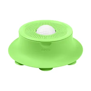 Cuenco de silicona verde para comer lento de mascotas con ventosas y centro blanco para gatos perros