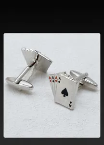 Herren Kupfer Poker Manschettenknöpfe, vier Asse Karten Design mit Emaillierung, Geschenke.