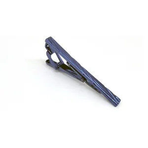 Men business copper tie clip, stylish metallic blue tie bar accessory for formal shirts.