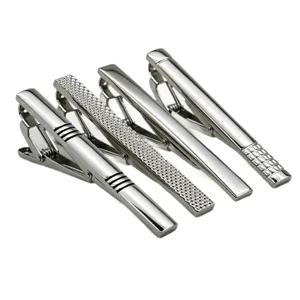 Men business metal tie clip set silver suit formal wear accessories minimalist design 4pcs