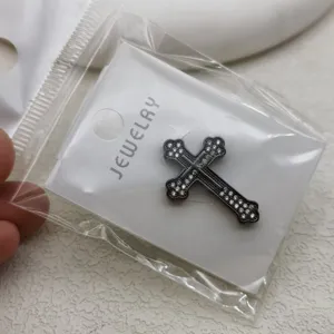 Elegant copper rhinestone cross brooch, stylish suit clothing accessories for men and women.