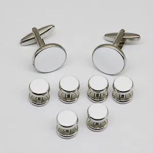 Minimalist Copper Cufflinks And Shirt Studs Set For Men Business French Suit Dress Cuff Link Accessories Jewelry Gift
