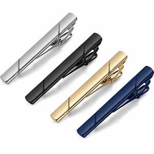 Men's Business Brass Tie Clip Solid Color Twill Design Fashion Metal Tie Bar For Suit Wedding Formal Attire