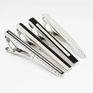 Men Business Copper Tie Clip Metal Electroplated Tie Pin Minimalist Geometric Striped Carved Tie Bar Suit Accessories