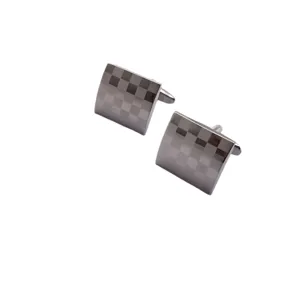 Vierkante koperen manchetknopen met laserruitjes, elegante Franse overhemd accessoire.